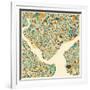 Istanbul Map-Jazzberry Blue-Framed Premium Giclee Print