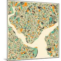 Istanbul Map-Jazzberry Blue-Mounted Premium Giclee Print