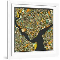 Istanbul Map-Jazzberry Blue-Framed Art Print