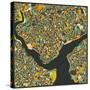 Istanbul Map-Jazzberry Blue-Stretched Canvas