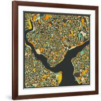 Istanbul Map-Jazzberry Blue-Framed Art Print