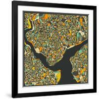 Istanbul Map-Jazzberry Blue-Framed Art Print