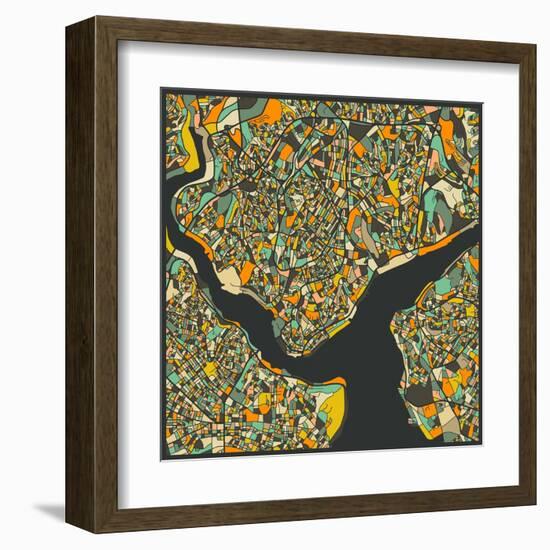 Istanbul Map-Jazzberry Blue-Framed Art Print