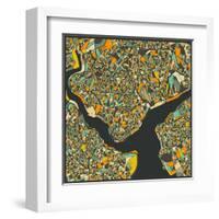 Istanbul Map-Jazzberry Blue-Framed Art Print