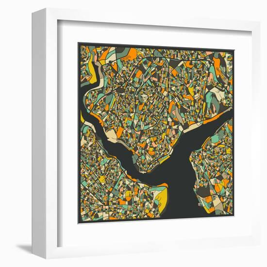 Istanbul Map-Jazzberry Blue-Framed Art Print