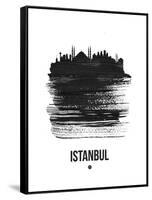 Istanbul Skyline Brush Stroke - Black-NaxArt-Framed Stretched Canvas