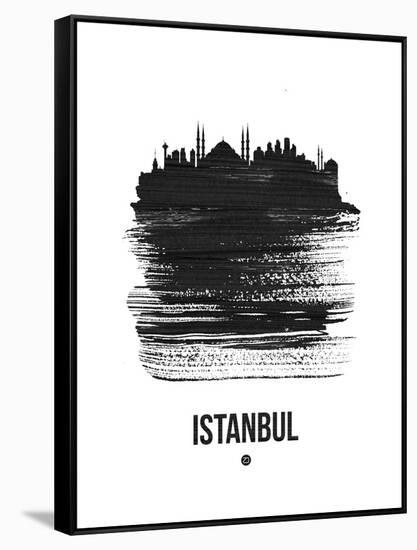 Istanbul Skyline Brush Stroke - Black-NaxArt-Framed Stretched Canvas