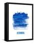 Istanbul Skyline Brush Stroke - Blue-NaxArt-Framed Stretched Canvas