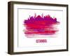 Istanbul Skyline Brush Stroke - Red-NaxArt-Framed Art Print