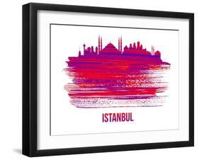 Istanbul Skyline Brush Stroke - Red-NaxArt-Framed Art Print