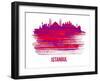 Istanbul Skyline Brush Stroke - Red-NaxArt-Framed Art Print