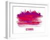 Istanbul Skyline Brush Stroke - Red-NaxArt-Framed Art Print