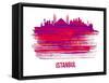 Istanbul Skyline Brush Stroke - Red-NaxArt-Framed Stretched Canvas