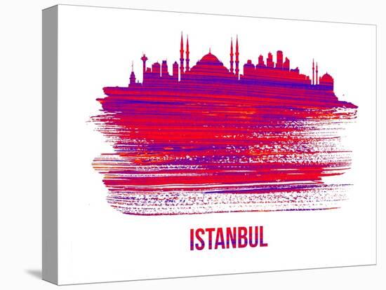 Istanbul Skyline Brush Stroke - Red-NaxArt-Stretched Canvas