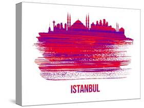 Istanbul Skyline Brush Stroke - Red-NaxArt-Stretched Canvas