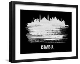 Istanbul Skyline Brush Stroke - White-NaxArt-Framed Art Print