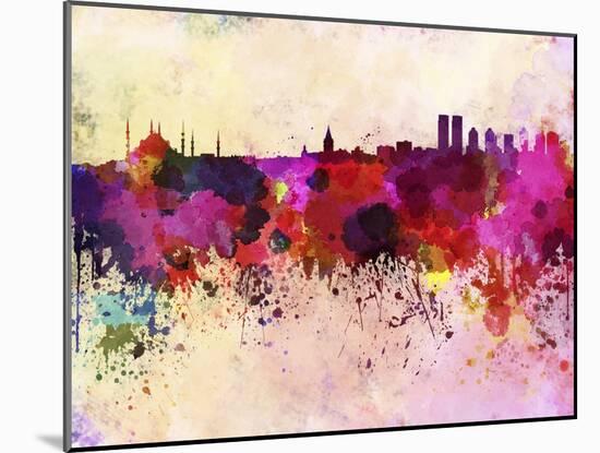 Istanbul Skyline in Watercolor Background-paulrommer-Mounted Art Print