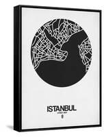 Istanbul Street Map Black on White-NaxArt-Framed Stretched Canvas