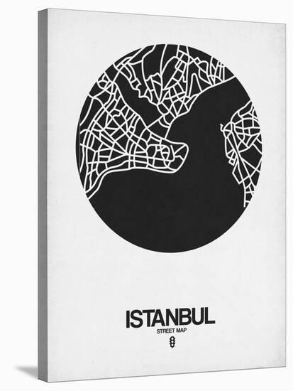 Istanbul Street Map Black on White-NaxArt-Stretched Canvas