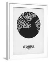 Istanbul Street Map Black on White-NaxArt-Framed Art Print