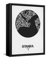 Istanbul Street Map Black on White-NaxArt-Framed Stretched Canvas