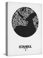 Istanbul Street Map Black on White-NaxArt-Stretched Canvas