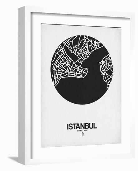 Istanbul Street Map Black on White-NaxArt-Framed Art Print