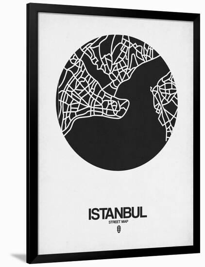 Istanbul Street Map Black on White-NaxArt-Framed Art Print