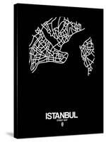Istanbul Street Map Black-NaxArt-Stretched Canvas
