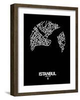 Istanbul Street Map Black-NaxArt-Framed Art Print