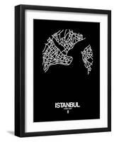 Istanbul Street Map Black-NaxArt-Framed Art Print