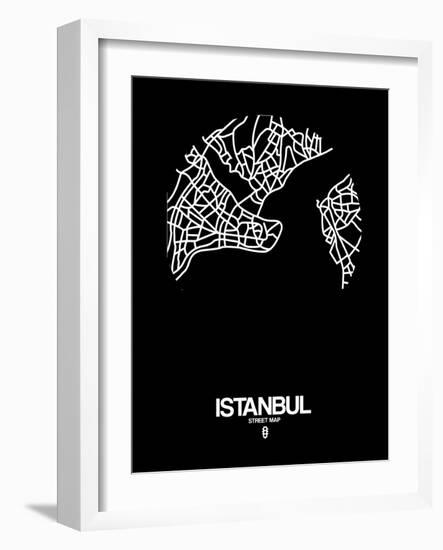 Istanbul Street Map Black-NaxArt-Framed Art Print