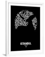 Istanbul Street Map Black-NaxArt-Framed Art Print