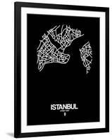 Istanbul Street Map Black-NaxArt-Framed Art Print