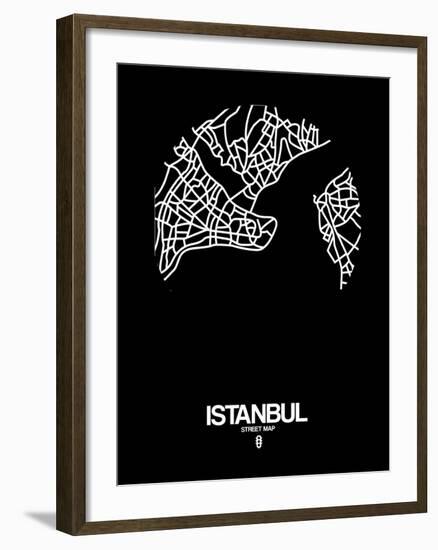 Istanbul Street Map Black-NaxArt-Framed Art Print