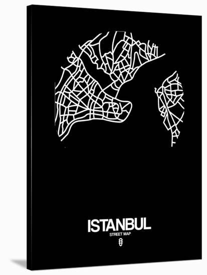 Istanbul Street Map Black-NaxArt-Stretched Canvas