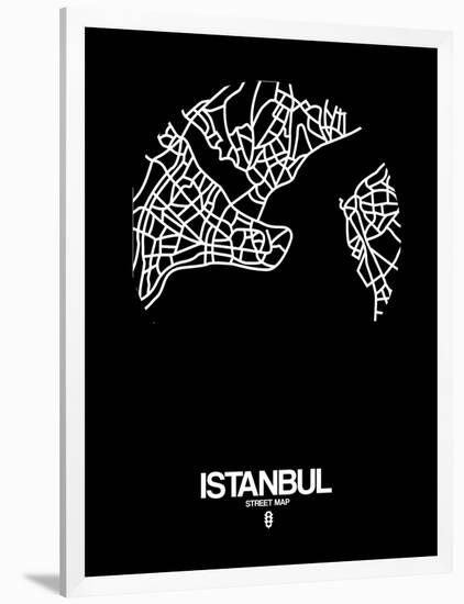 Istanbul Street Map Black-NaxArt-Framed Art Print