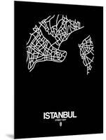 Istanbul Street Map Black-NaxArt-Mounted Art Print