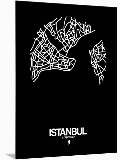 Istanbul Street Map Black-NaxArt-Mounted Art Print