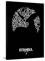 Istanbul Street Map Black-NaxArt-Stretched Canvas