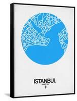 Istanbul Street Map Blue-NaxArt-Framed Stretched Canvas