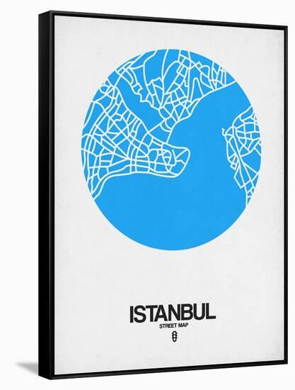 Istanbul Street Map Blue-NaxArt-Framed Stretched Canvas