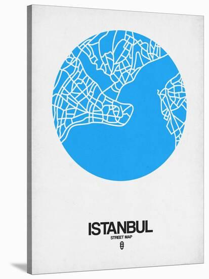 Istanbul Street Map Blue-NaxArt-Stretched Canvas