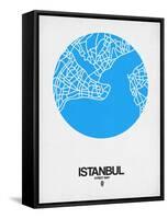 Istanbul Street Map Blue-NaxArt-Framed Stretched Canvas