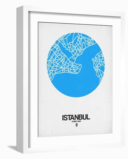 Istanbul Street Map Blue-NaxArt-Framed Art Print