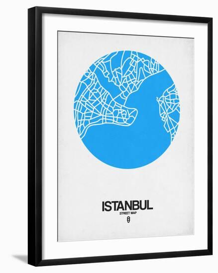 Istanbul Street Map Blue-NaxArt-Framed Art Print