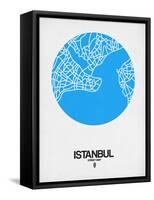 Istanbul Street Map Blue-NaxArt-Framed Stretched Canvas