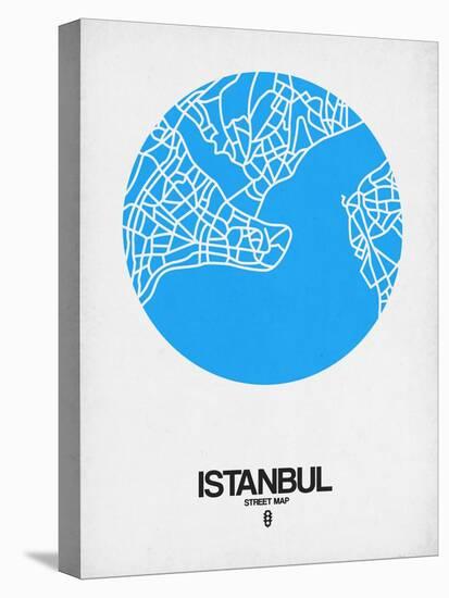 Istanbul Street Map Blue-NaxArt-Stretched Canvas