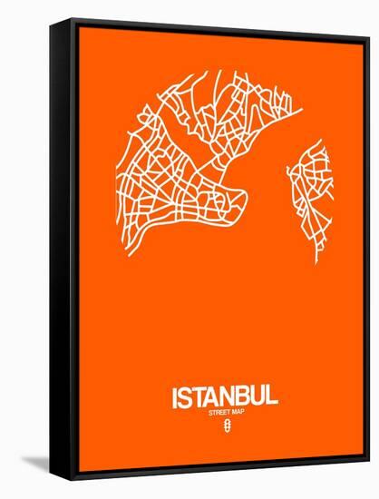 Istanbul Street Map Orange-NaxArt-Framed Stretched Canvas