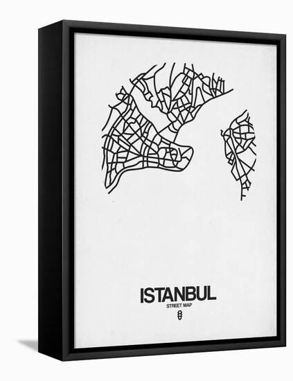 Istanbul Street Map White-NaxArt-Framed Stretched Canvas